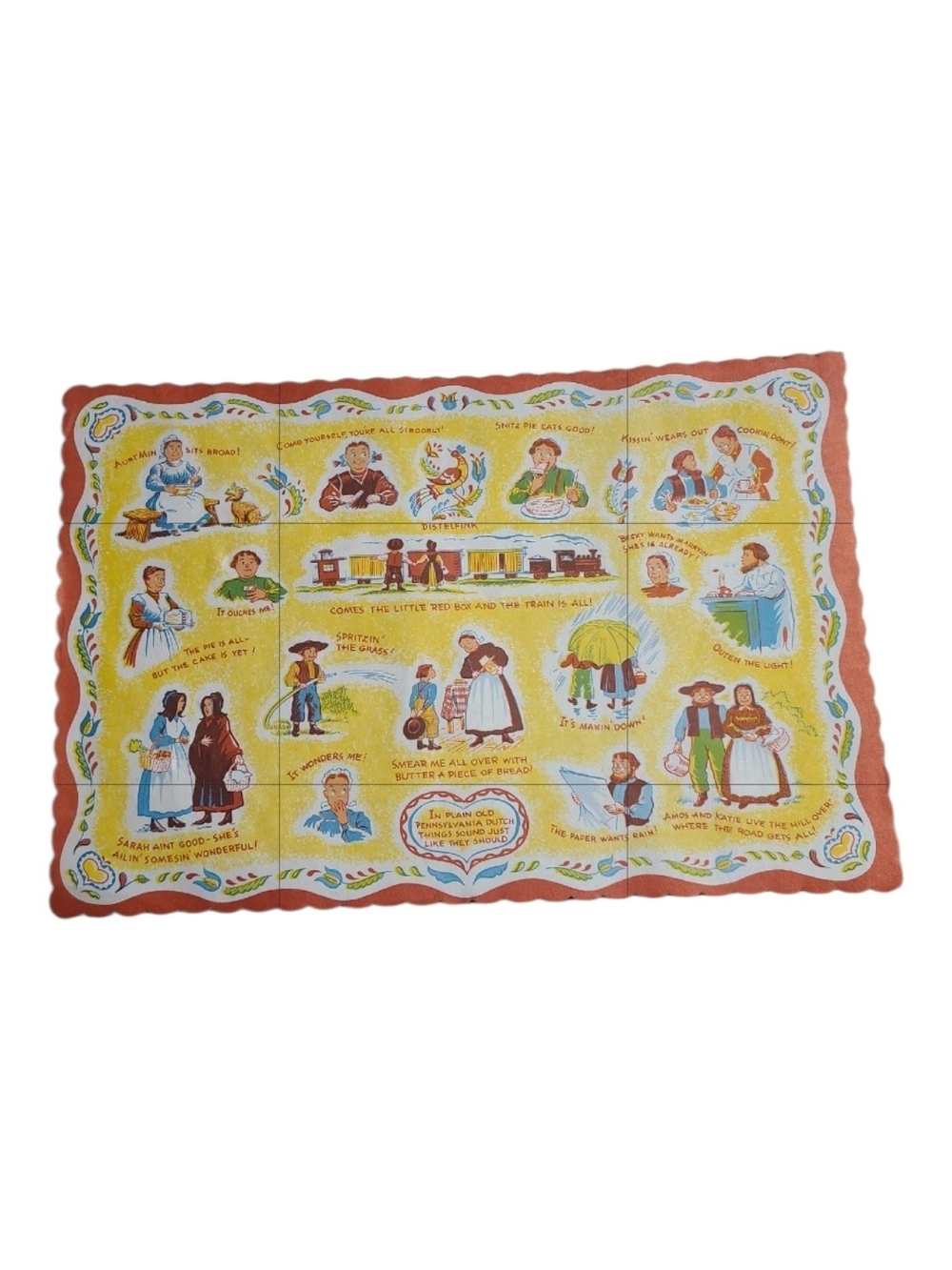 Lot of 28 Vintage Pennsylvania Dutch Paper Placemats Amish Folk Art Sayings